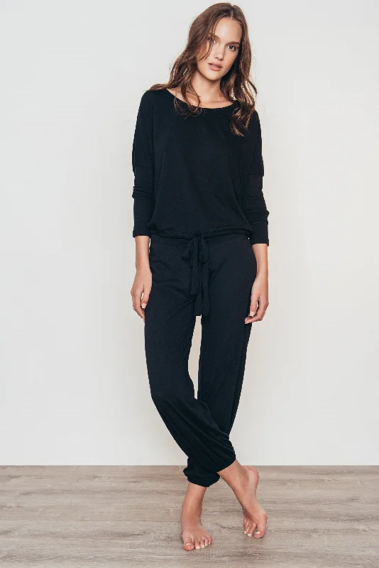 Eberjey Heather Slouchy Tee Pyjama Set Black