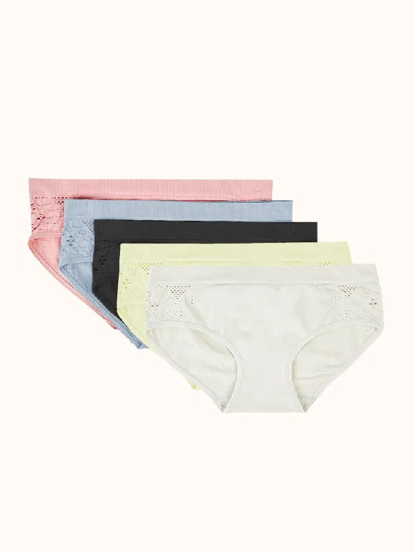 Women's Crochet Hipster Panties (5 Pack) - Black/Blue