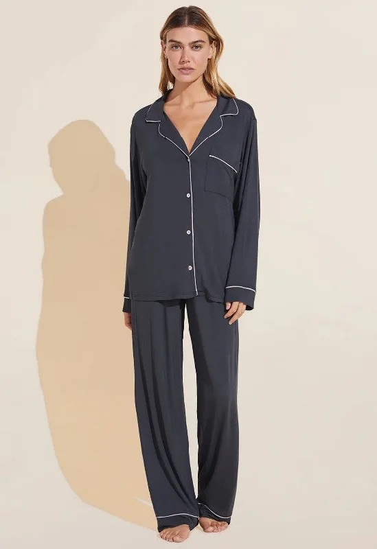 Eberjey Gisele Long PJ Set - Graphite / Sorbet Pink