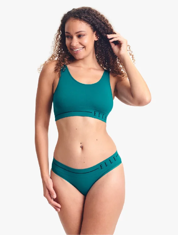 ELLE Headline Seamless Crop Bralette & Bikini Set - Teal