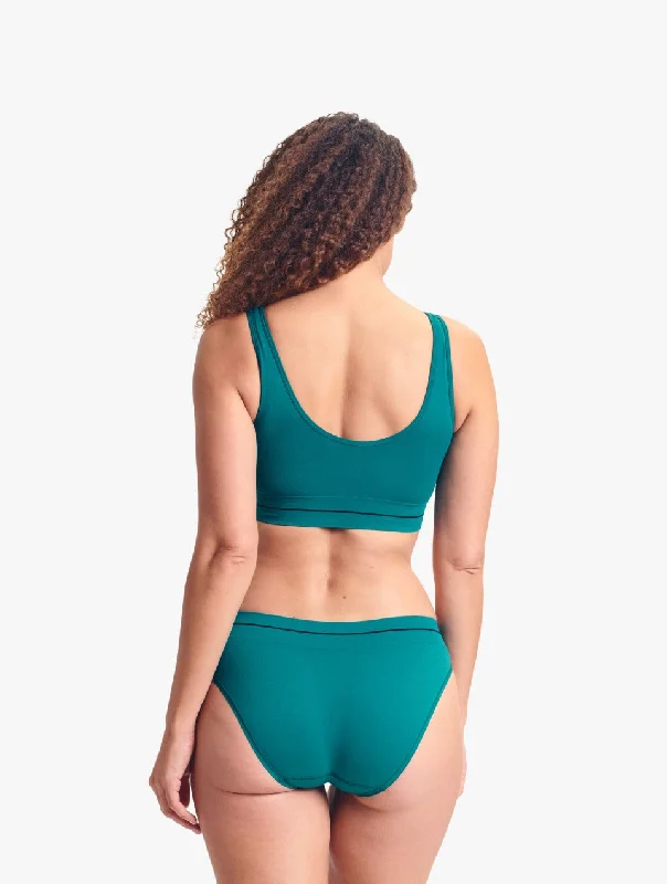 ELLE Headline Seamless Crop Bralette & Bikini Set - Teal