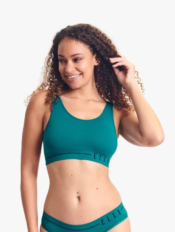 ELLE Headline Seamless Crop Bralette & Bikini Set - Teal