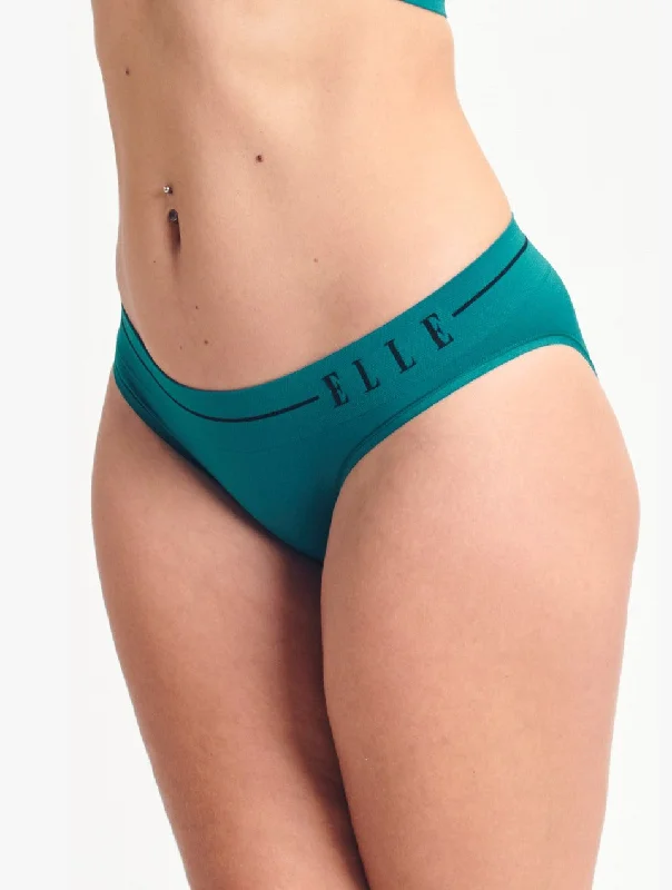 ELLE Headline Seamless Crop Bralette & Bikini Set - Teal