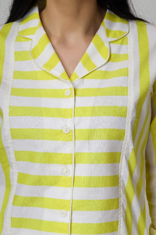 Lime Yellow Stripes Pj Set