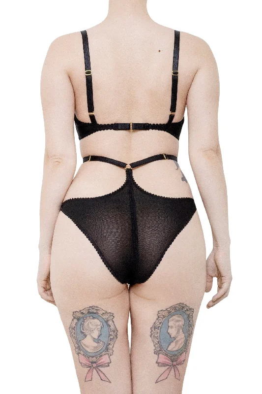 MIDNIGHT CROSS mesh lingerie set