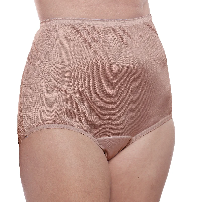 Classic Nylon, Full Coverage Brief Panty Mocha 4 Pack (Plain Jane)