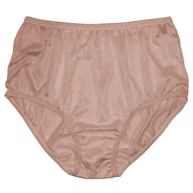 Classic Nylon, Full Coverage Brief Panty Mocha 4 Pack (Plain Jane)