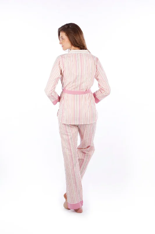 Peach Pink Stripes Pyjama Set