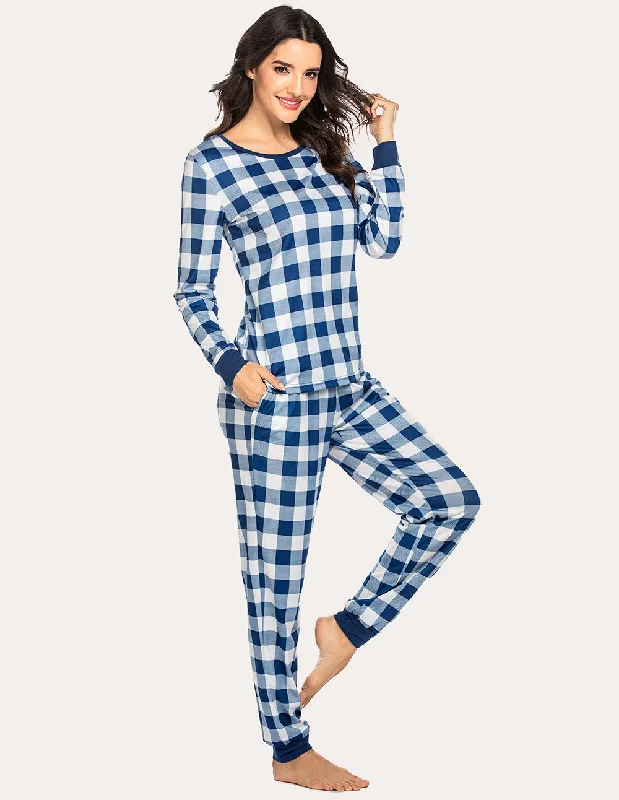 Ekouaer Plaids Pajamas Set