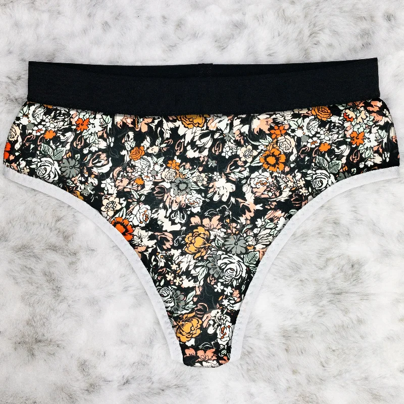 Black Floral / White