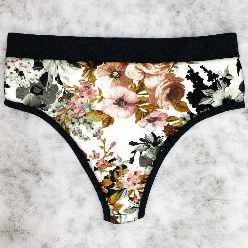 Dusty Rose Floral in Ivory / Black