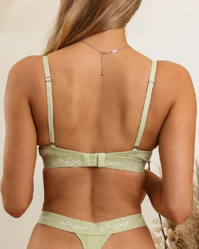 Sage Green Rib Triangle Bra & Thong