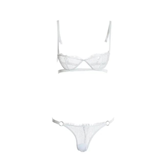 Teaser Style Lace 1/2 Cup Bra & Thong