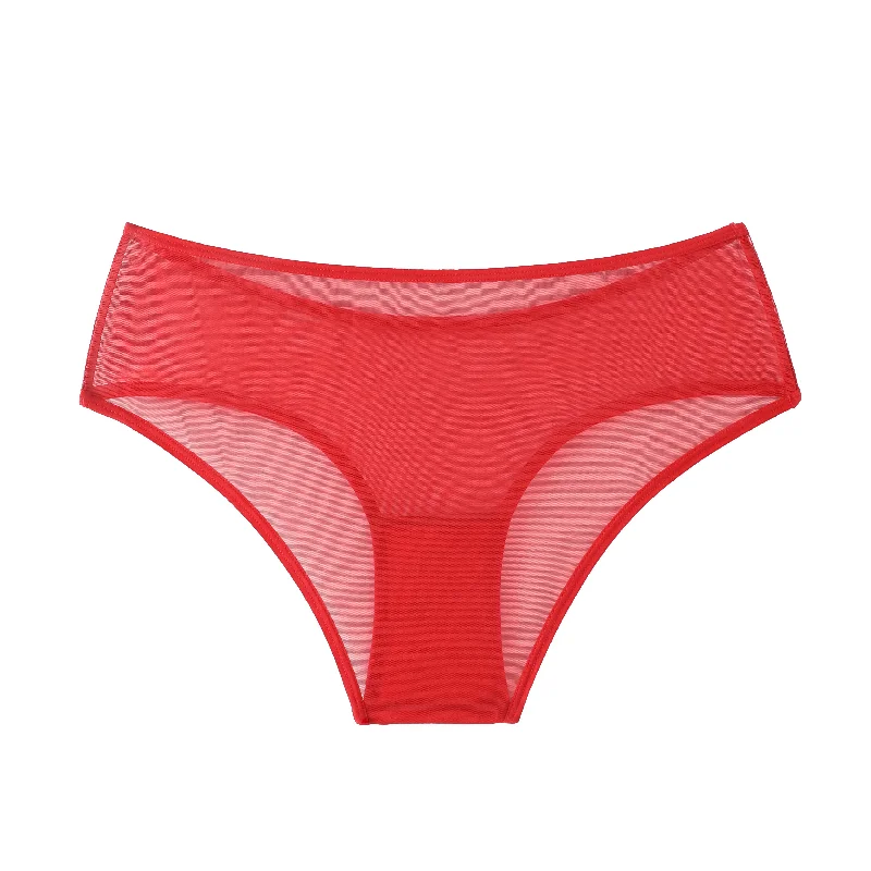 The Julie Everyday Sheer Mesh Hipster in Lobster Red