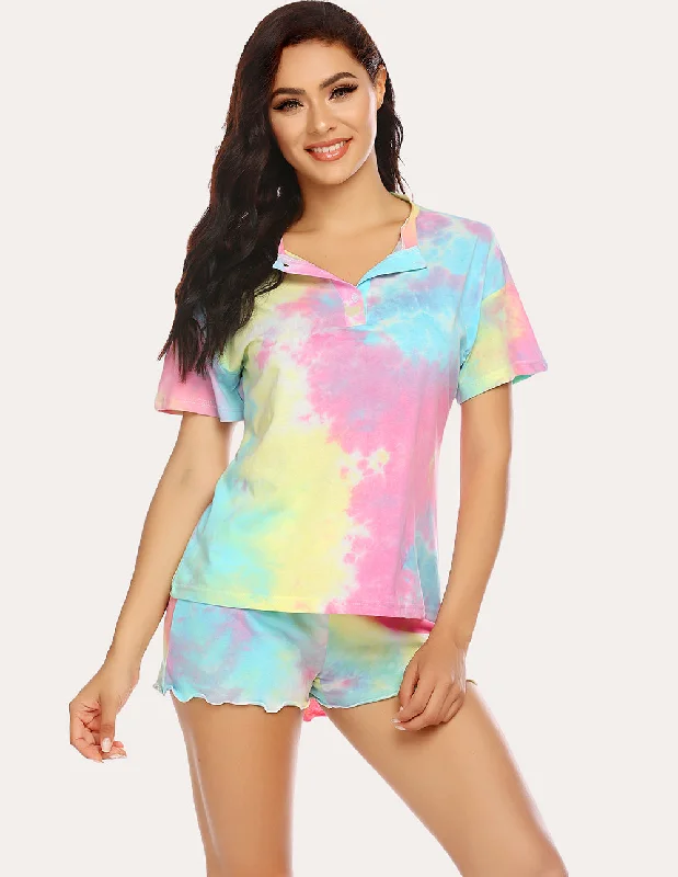 Ekouaer Tie Dye Pajamas Set