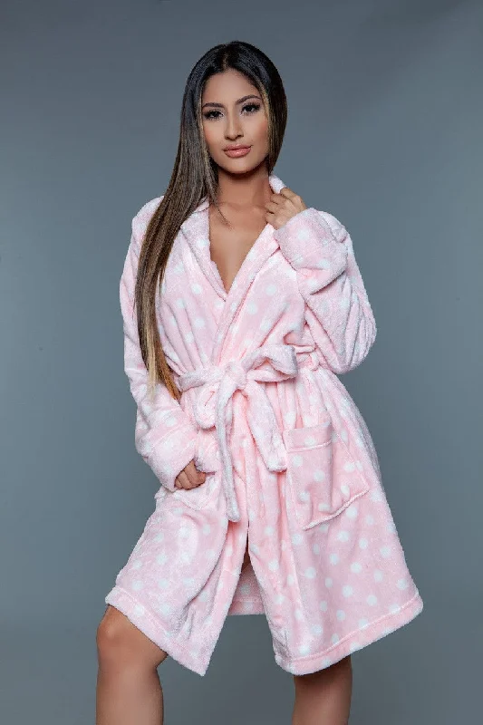 Geovan Plush Robe Pink White