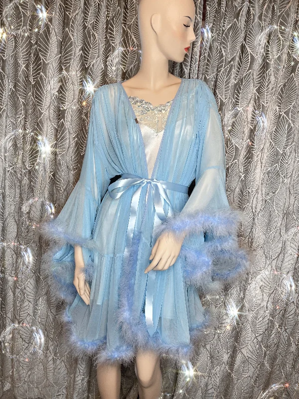 Blue short Hollywood vintage style robe