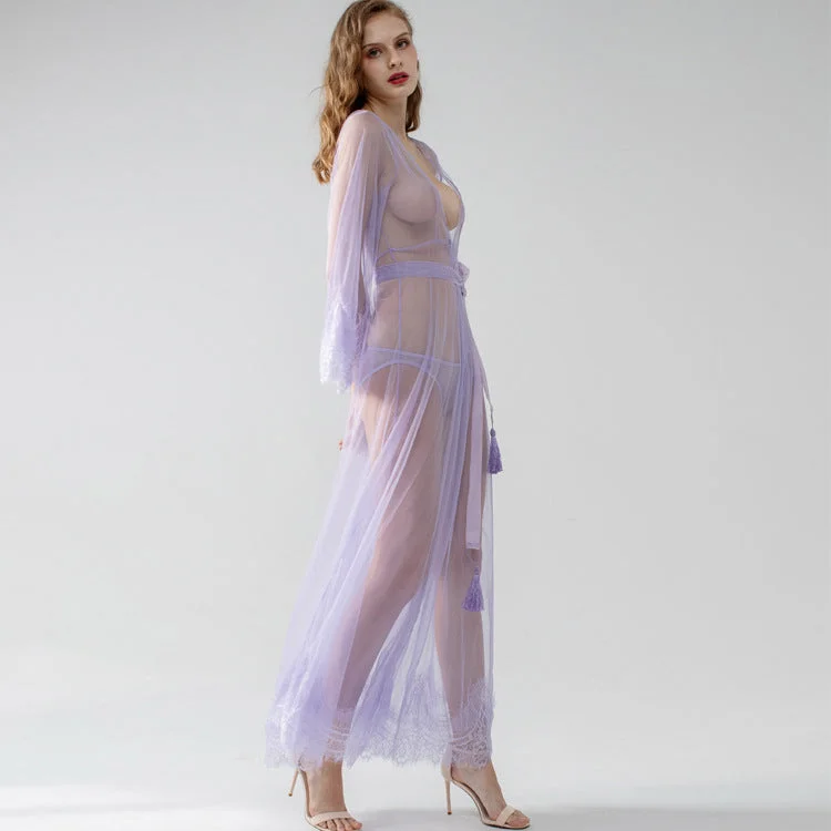 NEW!!! Long Tulle & Lace Robe & Panty Set