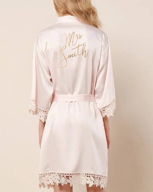 Bridal Party Lace Robe W/Back  Add any Text