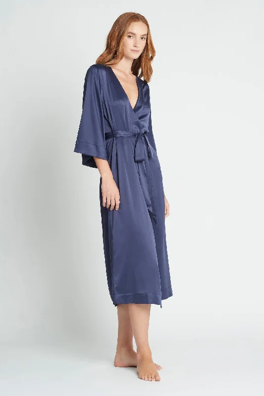 Jasmine Long Robe - Navy