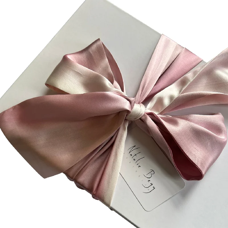 White Luxe Gift Box w/ Hand-painted Silk Ribbon