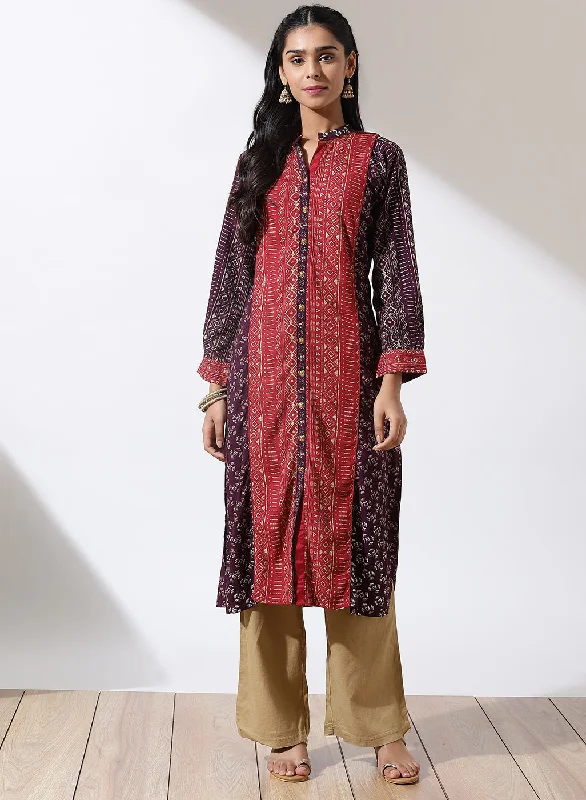 Purple Foil-Printed Nargis Kurta