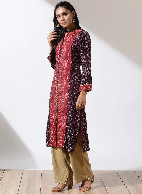 Purple Foil-Printed Nargis Kurta