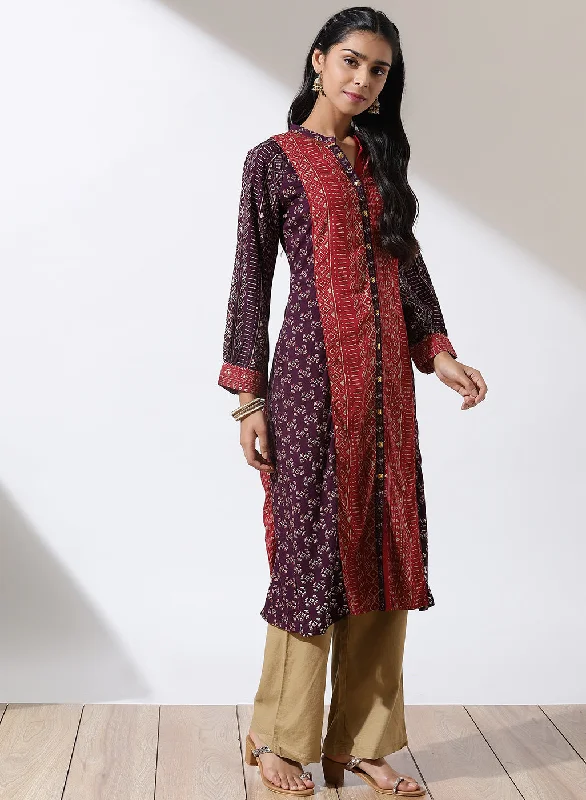 Purple Foil-Printed Nargis Kurta