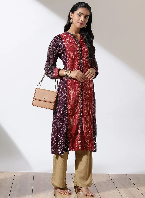 Purple Foil-Printed Nargis Kurta