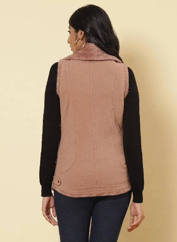 Tender Peach Fleece Zipper Jacket