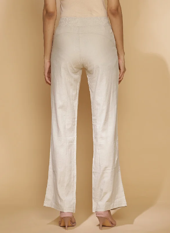 Beige Long Plan Pant