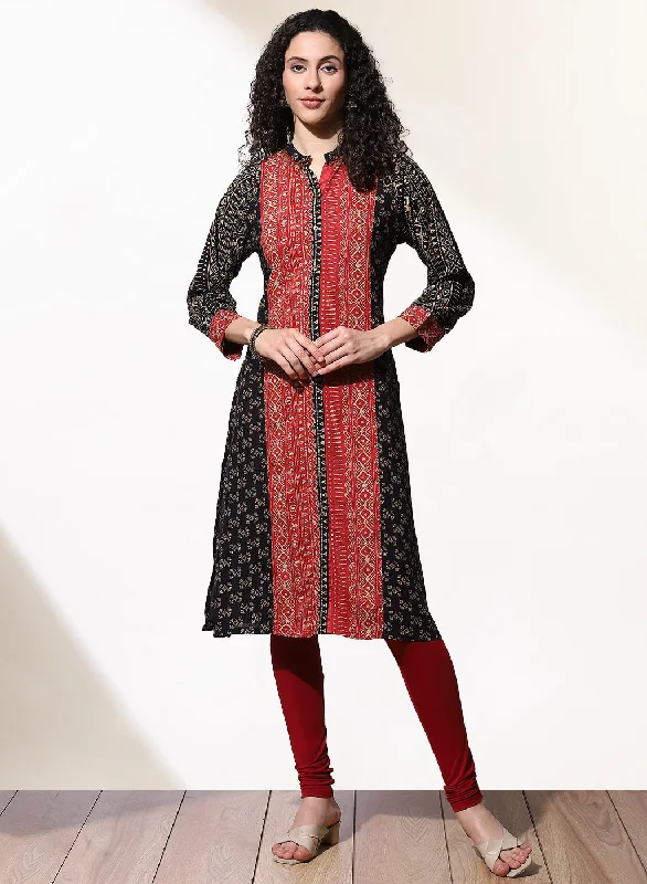 Black Foil-Printed Nargis Kurta