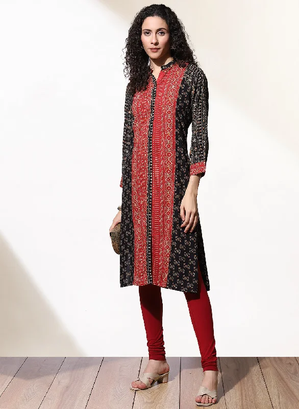 Black Foil-Printed Nargis Kurta