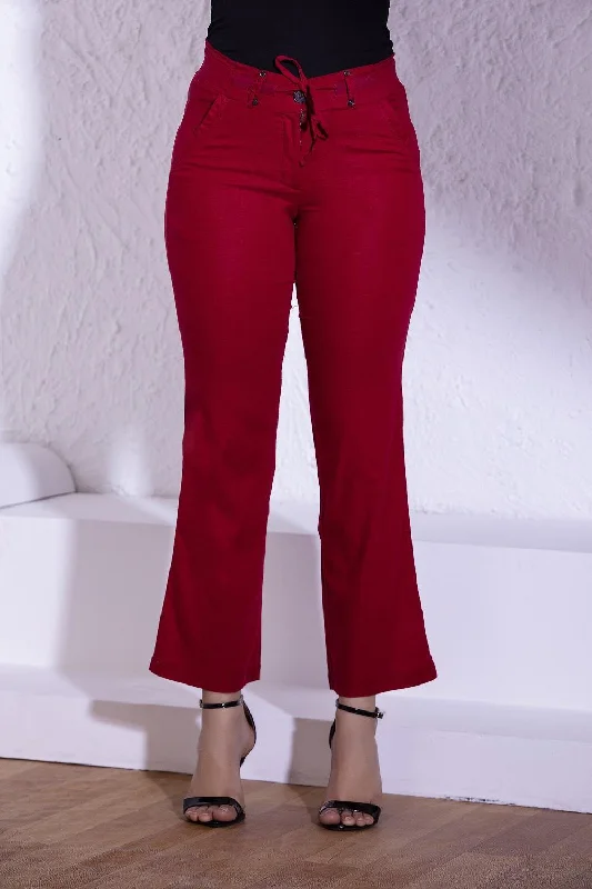 Blood Red Linen Pant