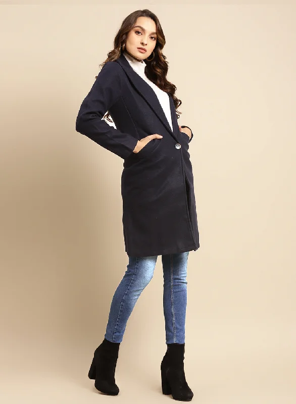 Blue Long Plain Coat