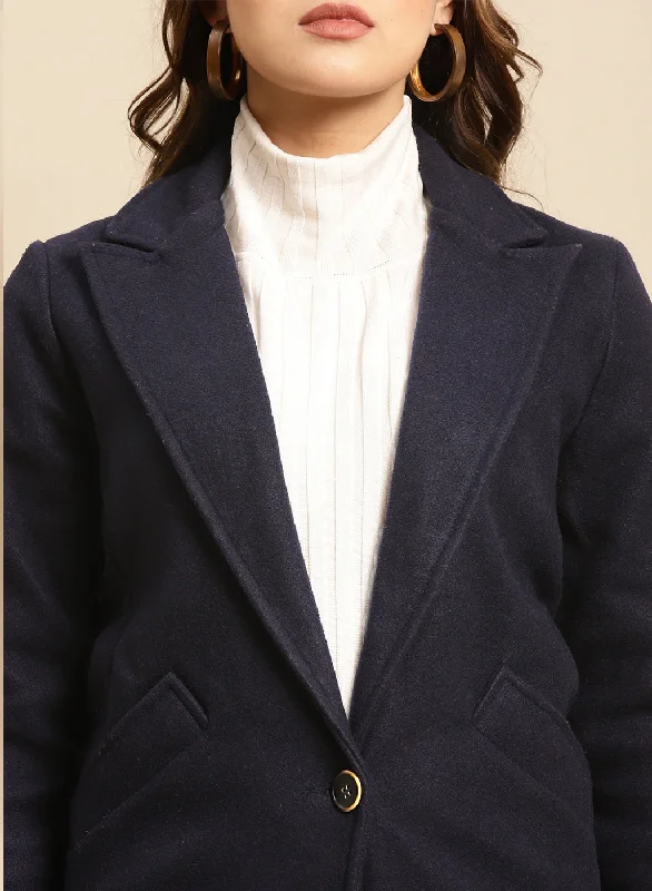 Blue Long Plain Coat