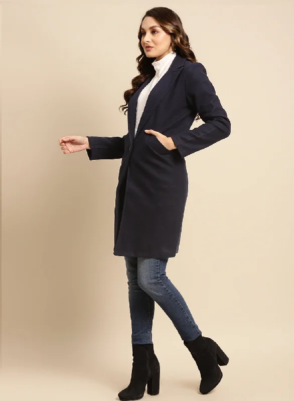 Blue Long Plain Coat