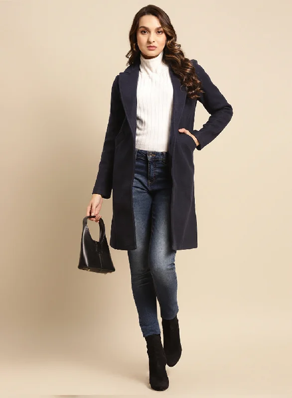 Blue Long Plain Coat