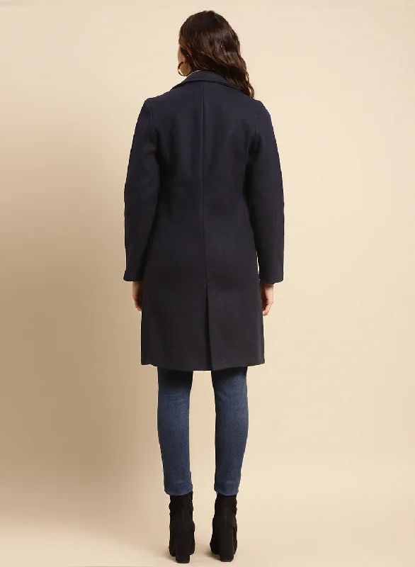 Blue Long Plain Coat