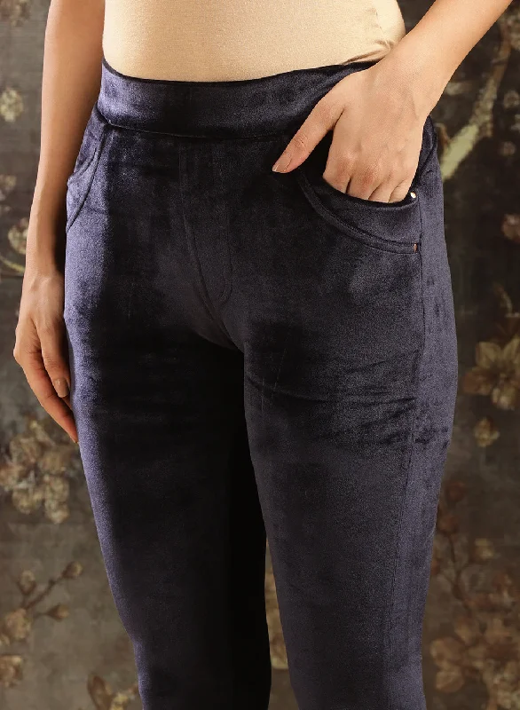 Blue Regular Velvet Jegging