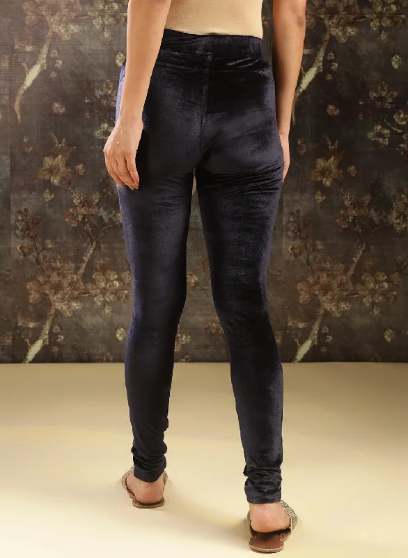 Blue Regular Velvet Jegging