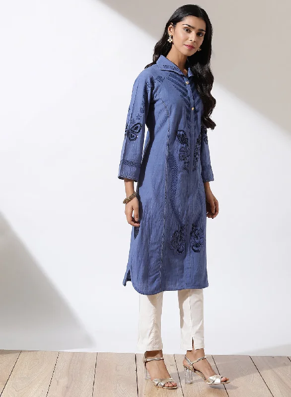 Blue Solid Kurta