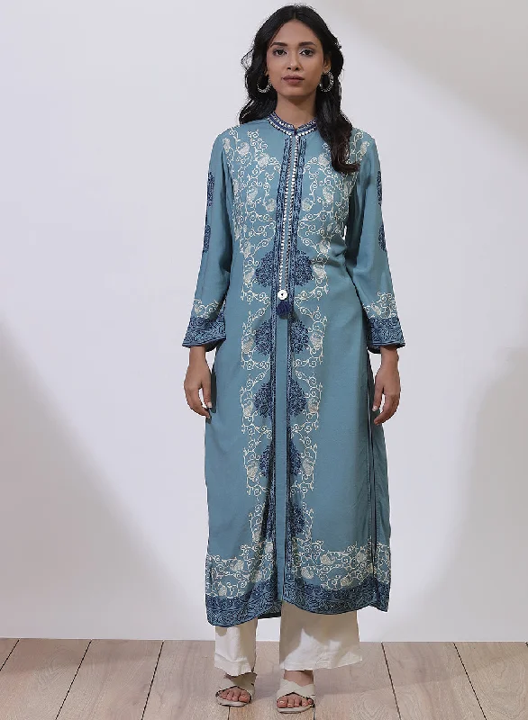 Sky Blue Printed Nargis Kurta