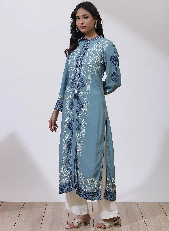 Sky Blue Printed Nargis Kurta