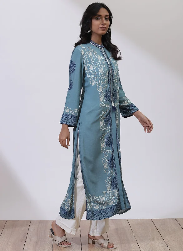 Sky Blue Printed Nargis Kurta