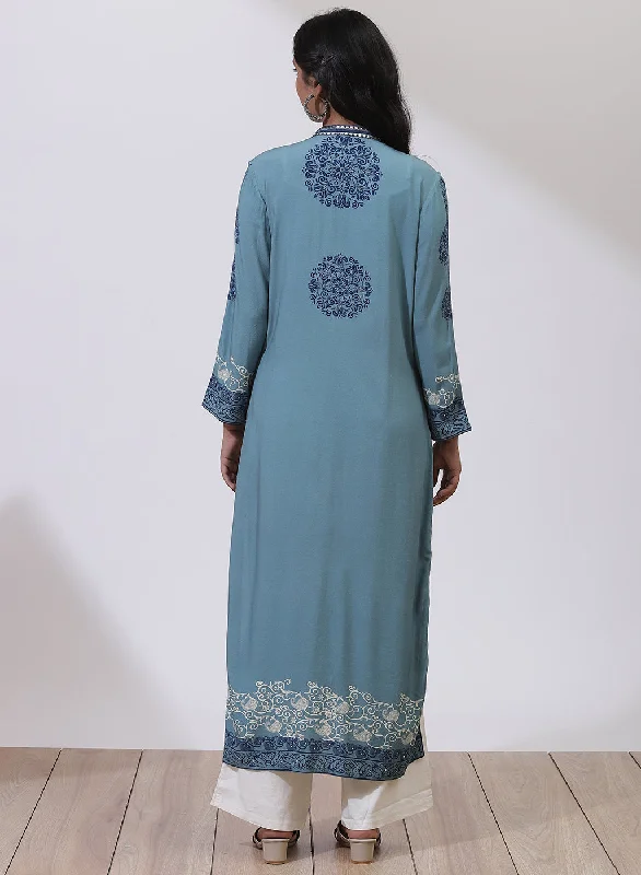 Sky Blue Printed Nargis Kurta