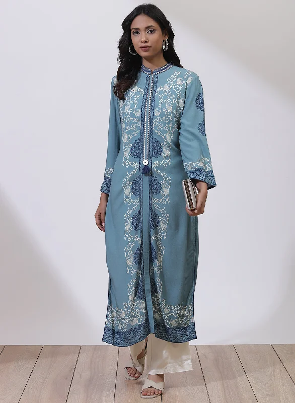 Sky Blue Printed Nargis Kurta