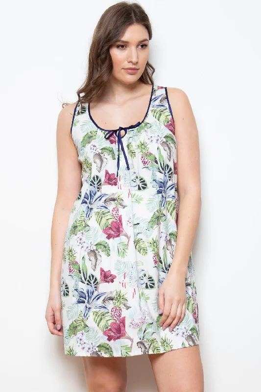 Cottonreal 'Bonn' Floral Print Ladies Sleeveless Chemise Nightdress