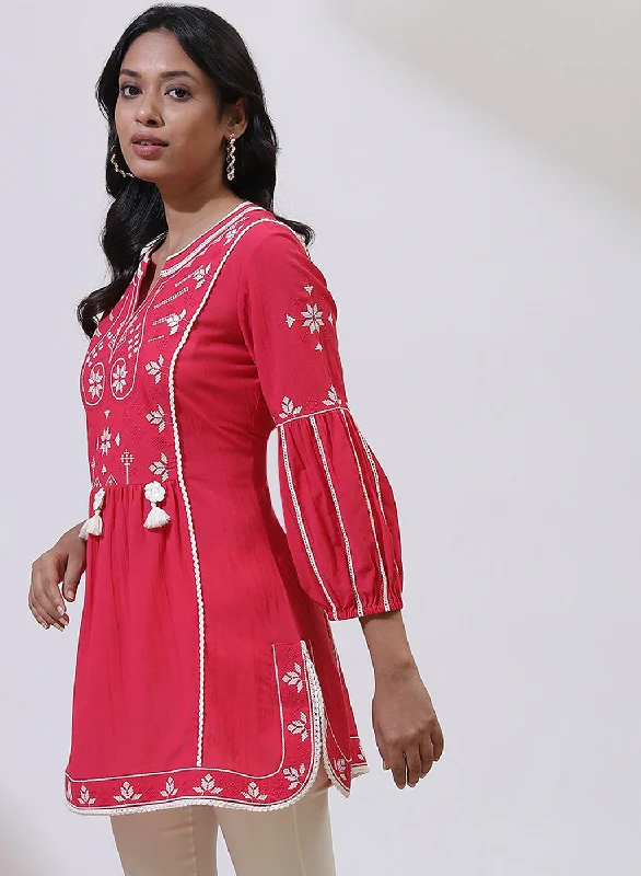 Fuschia Alora Collection Embroidered Tunic