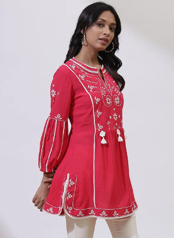 Fuschia Alora Collection Embroidered Tunic